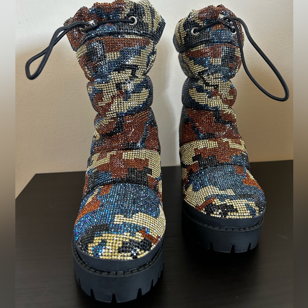 Steve Madden rhinestone platform ankle boots